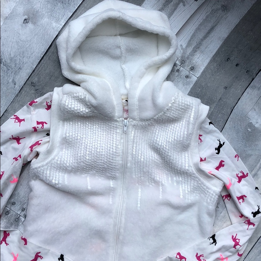 Self Esteem White Fleece Vest & Long Sleeve Tee
